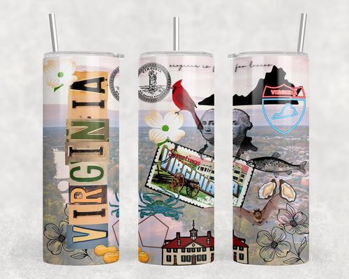 Virginia|Skinny Tumbler|Optional Bluetooth Speaker| Speaker Color Varies