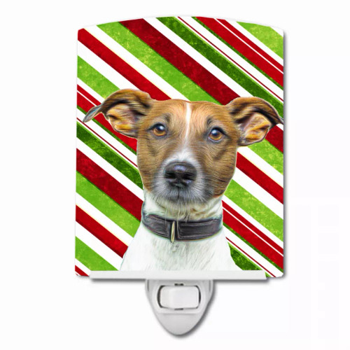 Candy Cane Holiday Christmas Dog Art Ceramic Night Light - KJ1169CNL
