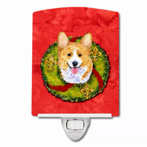 Christmas Wreath Dog Art Ceramic Night Light - S000213B001695P104691V000