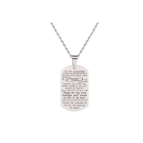 Solid Stainless Steel Sentimental Message Tag Necklace By Pink Box Part 2 - PinkBox-25-6947