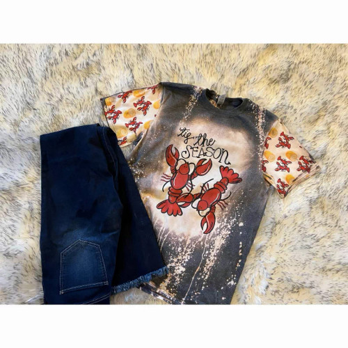 Tis The Season Crawfish Shirt Bleached (Mommy and Me Set; Sold Separately) - S001660B002344P000438V008
