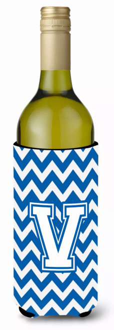 Monogram Letter Chevron Wine Bottle Hugger - CJ1045-VLITERK