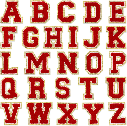 Red Self Adhesive Chenille Letters Patches - Letter-Red-W