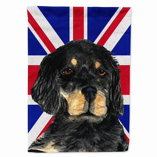 Dog with English Union Jack British Flag Garden Size Flag - SS4957GF