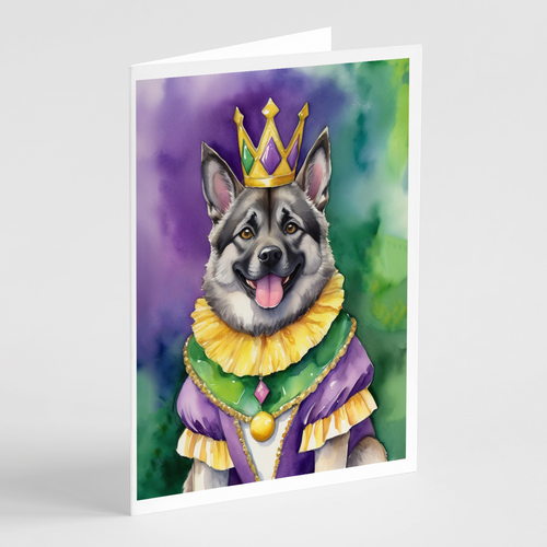 Norwegian Elkhound King of Mardi Gras Greeting Cards Pack of 8