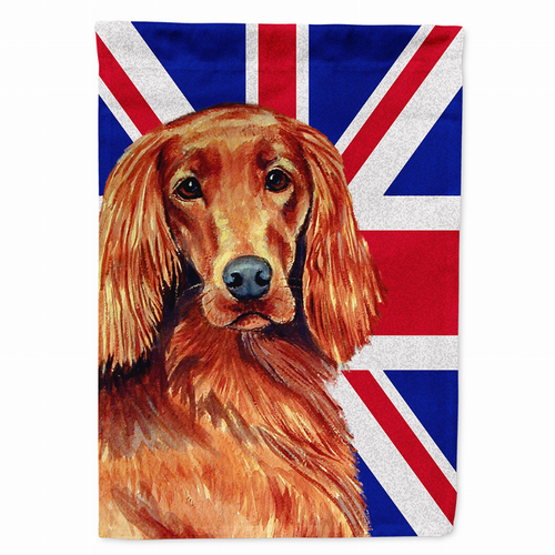 Dog with English Union Jack British Flag Garden Size Flag