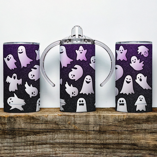 Halloween Ghosts Insulated Kids Dual Lid Sippy Cup Tumbler