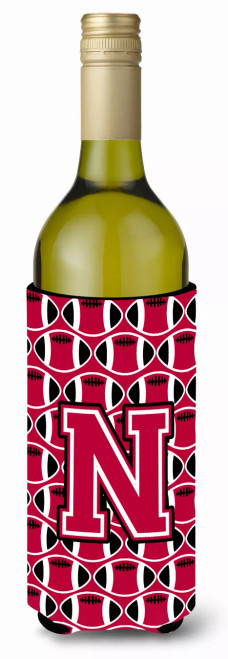 Monogram Letter Football Wine Bottle Hugger - CJ1079-NLITERK