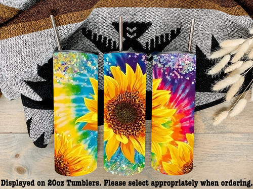 Tie Dye Sunflower Steel Tumbler