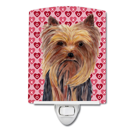 Hearts Love and Valentine's Day Dog Art Ceramic Night Light