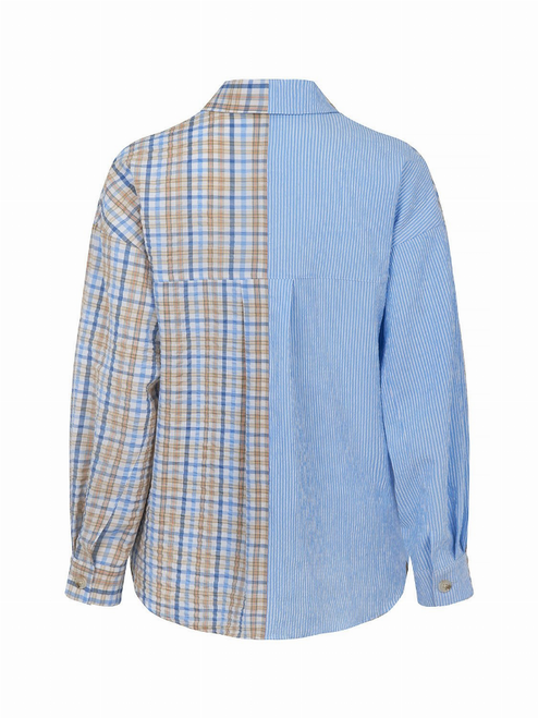 Plaid-Detail Oversized Shirt - N22K-25502-0007Small