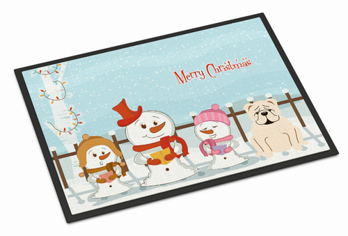 Merry Christmas Carolers Dog Art Indoor or Outdoor Mat - BB2454JMAT