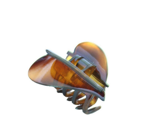 Flying Heart Hair Claw Tortoise Shell Patent - 8740-07