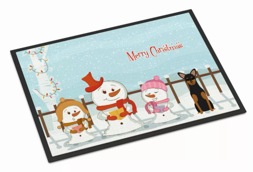 Merry Christmas Carolers Dog Art Indoor or Outdoor Mat - S000213B001695P069492V015