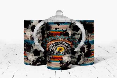 Serape faux cowhide Rainbow Insulated Kids Dual Lid Sippy Cup Tumbler - 314018351