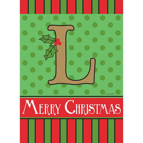 Merry Christmas Monogram Burlap Garden Flag - 1657