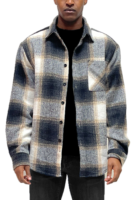 Flannel Combo Shacket - FL110-3XL-BLACK
