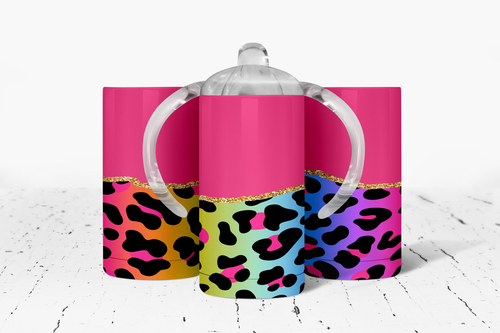 Neon Leopard Print Insulated Kids Dual Lid Sippy Cup Tumbler - 2849-4091