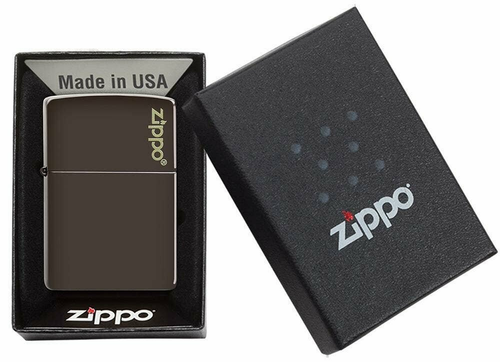 Zippo Classic Brown Chestnut with Logo Genuine Windproof Pocket Lighter