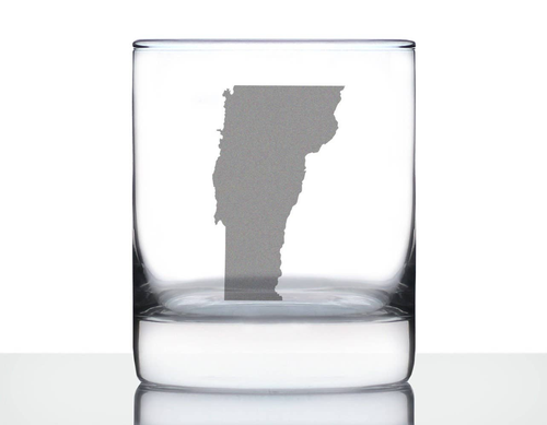 Vermont Outline Whiskey Rocks Glass - Vermonters Gifts