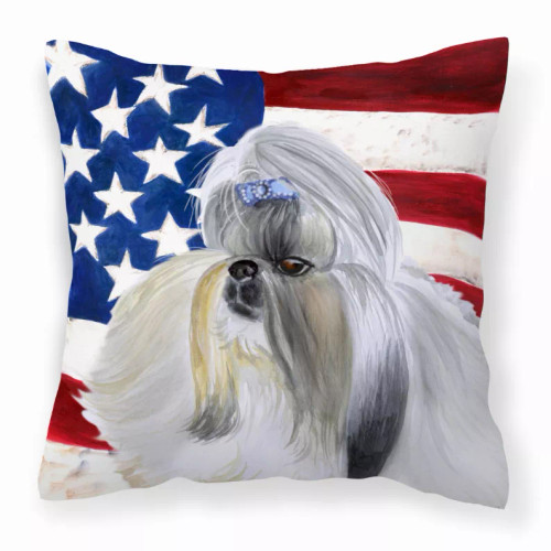 Patriotic With Dog Fabric Decorative Pillow