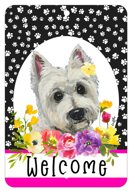 Westie - HHS Paw Prints Welcome Indoor/Outdoor Aluminum Sign