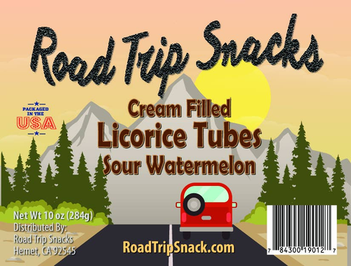 Cream Filled Licorice Tubes - Sour Watermelon - 10oz