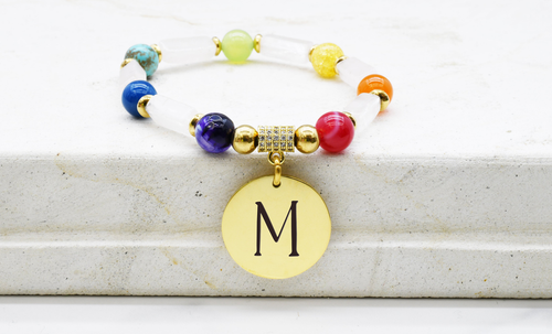 Natural Quartz Initial Bracelet By Pink Box - 2022RECTQUARTZNGLD