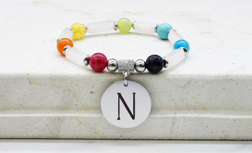 Natural Quartz Initial Bracelet By Pink Box - 2022RECTQUARTZNSLV