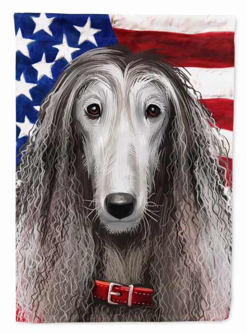 American Flag with Dog Artwork Flag Canvas House Size - S000213B001695P013757V002