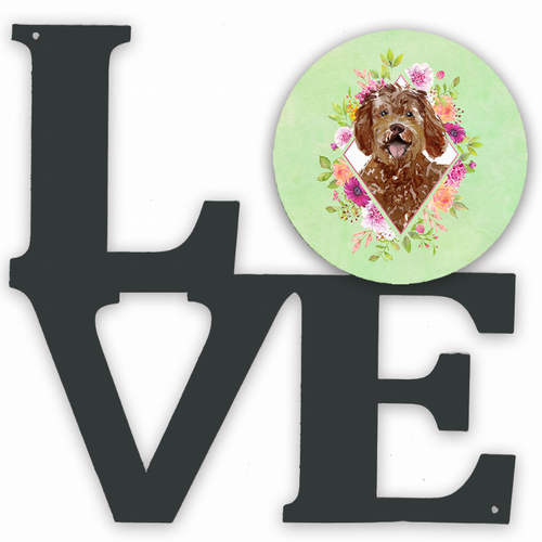 Dog Breed Flowers Design Metal Wall Artwork LOVE - CK4388WALV