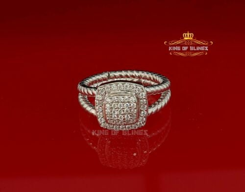 10K White Gold finish lab Created Diamonds Silver Ring Size 7.5 Adjustable 10K White Gold finish lab Created Diamonds Silver Ring Size 7.5 Adjustable