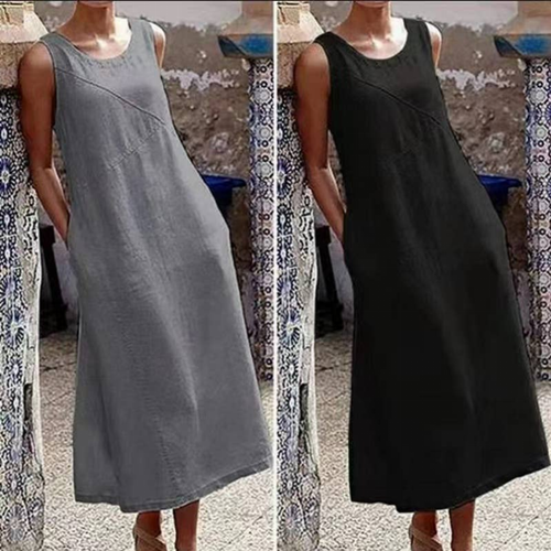 Handmade- 100% Linen Long Vest Dress - S001710B002193P000183V008