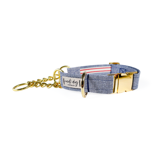 Chambray Classic Oxford Buckle & Martingale Dog Collar - S002793B002925P000046V059