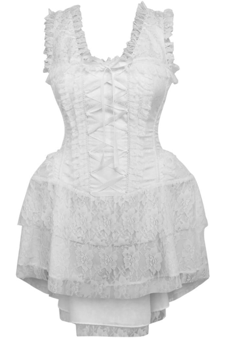 Top Drawer Steel Boned White Lace Victorian Corset Dress