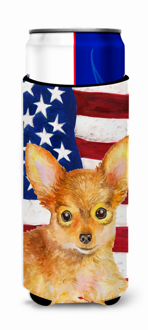 USA American Flag with Dog Ultra Hugger for slim cans