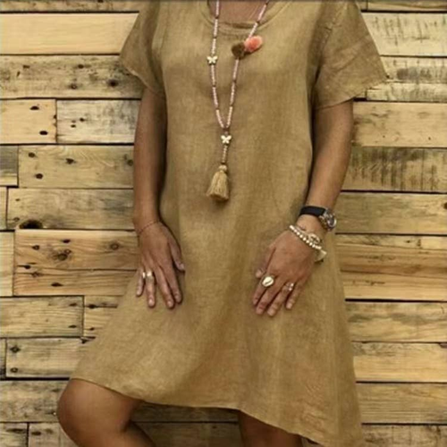 Handmade- 100% Linen Khaki Dress - S001710B002193P000179V008