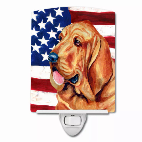 USA American Flag with Dog Ceramic Night Light - S000213B001695P102705V000