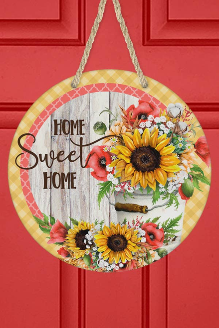 Home Decor Home Sweet Home Sunflower Wall Sign Door Hanger