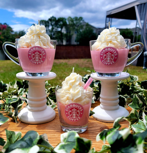 Cafe pink drink theme soy candle - CCan889