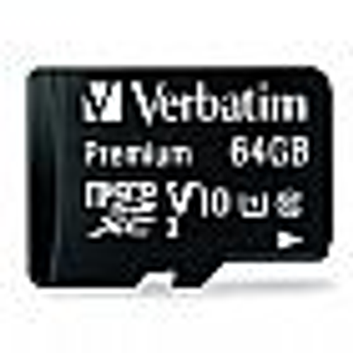 Verbatim Premium microSDXC Memory Card, 44084, With Adapter, 64GB, UHS-1, Class 10, TAA