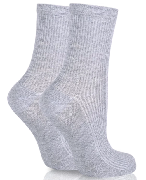 Ribbed Cotton Crew Sock Gray