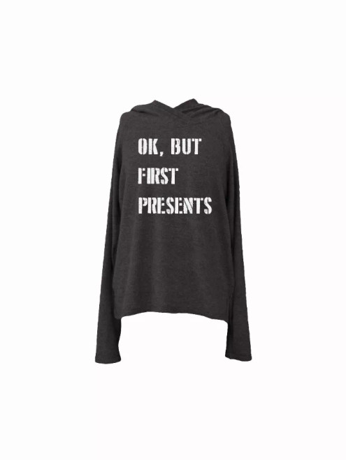 Reindeer Holiday Hooded Sweatshirt "Ok, But First Presents" - T9113CHATL4