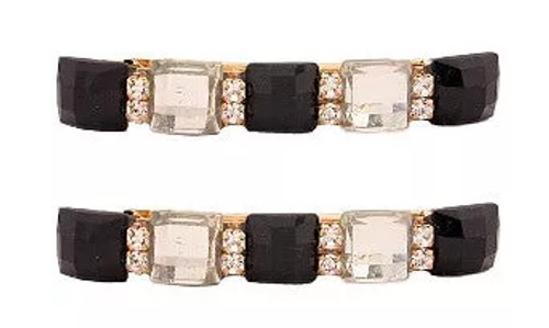 Jet Crystal Stone & Swarovski Automatic Barrette (Pair) - 5411-2--5