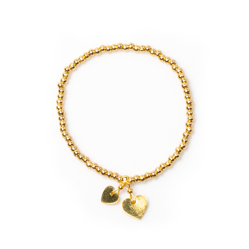 Elasticated Heart Charm Bracelet In Gold Plate