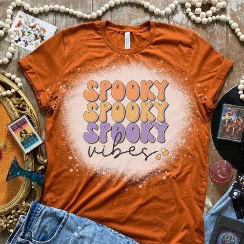 Spooky Vibes Bleached Shirt - S001660B002344P000392V004