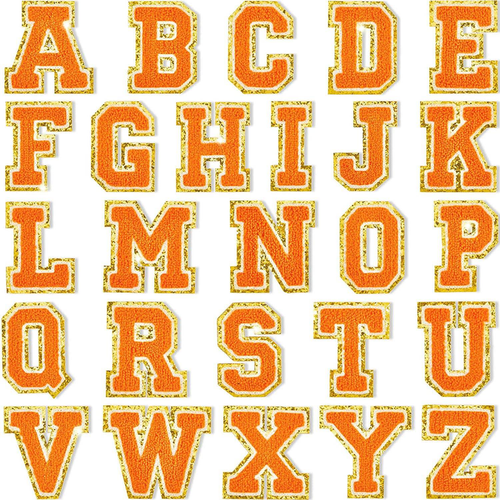 Orange Self Adhesive Chenille Letters Patches - Letter-Orange-S