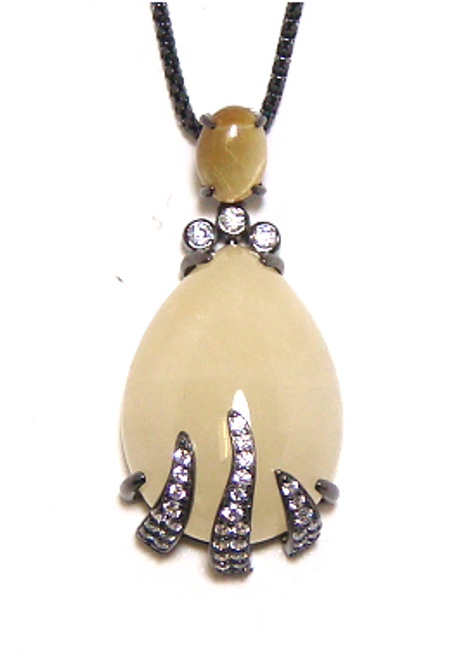 Yellow Jade Drop, Pendants, 925 Sterling Silver
