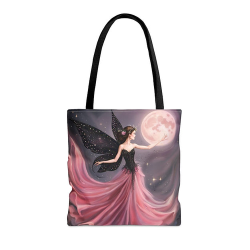 Mystical Fairy - Pink Moon Nights Tote Bags by Fantasia Moon