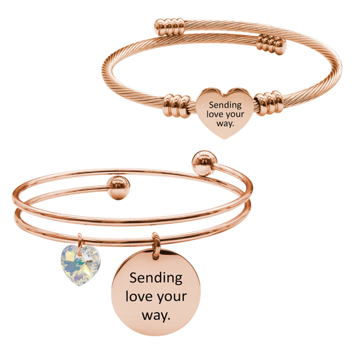 Rose Gold Plated Inspirational Double Layer And Heart Cable Set By Pink Box Part 2 - S001536B002521P000087V024